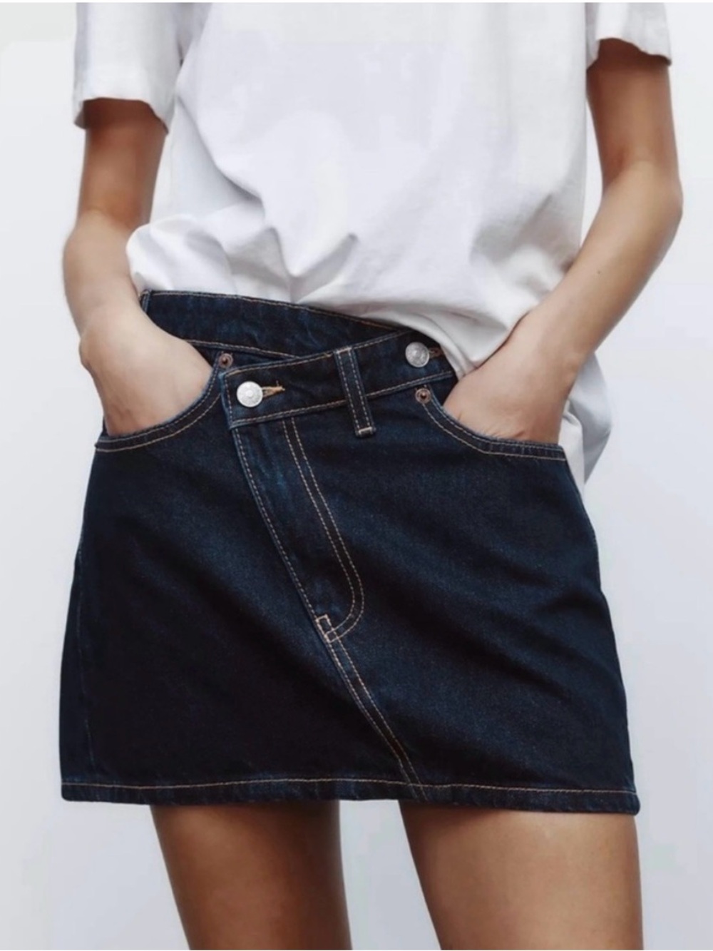 Zara Denim Mini Skirt Dark Wash M